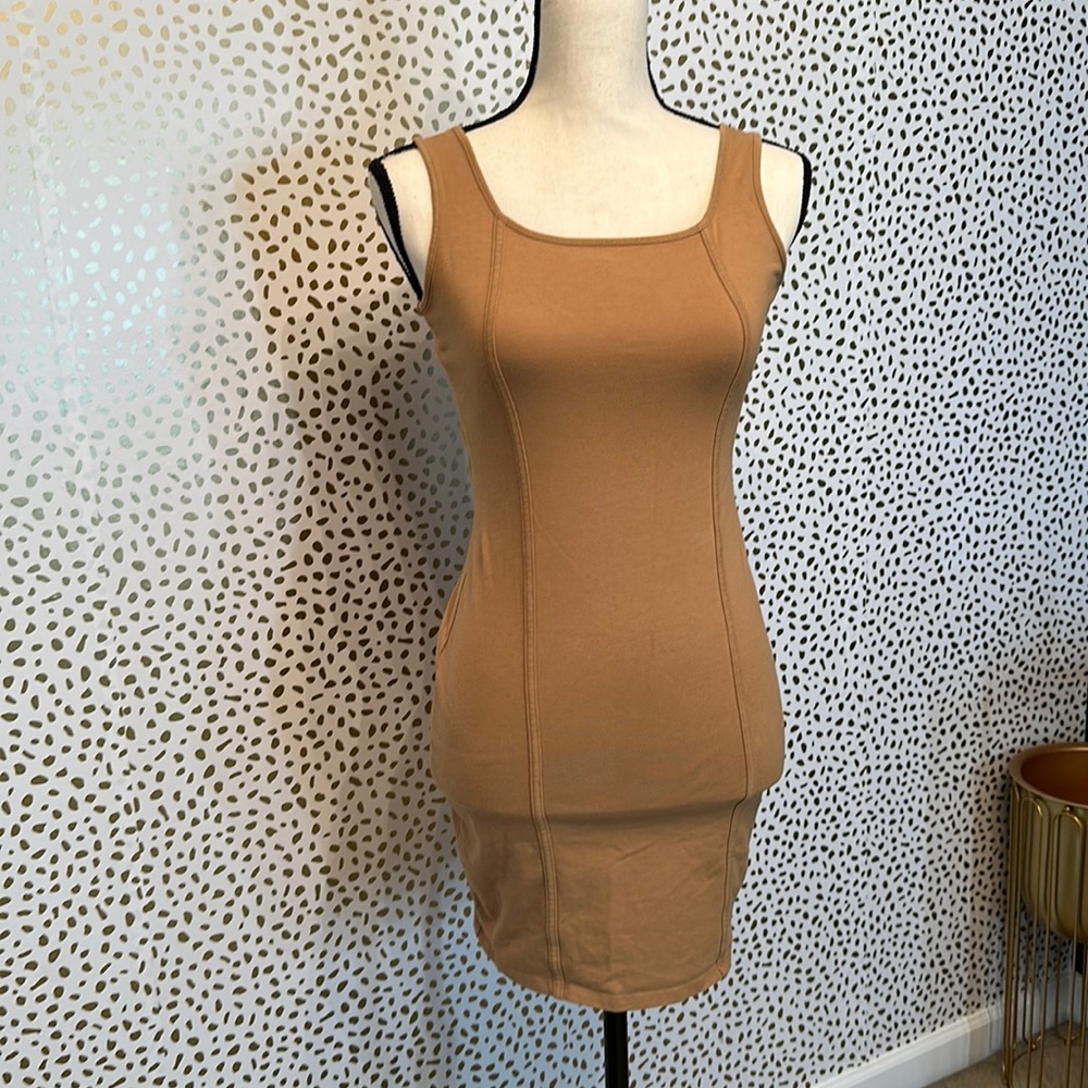 Tan fitted/stretchy dress